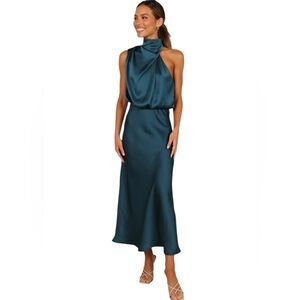 Petal & Pup - Anabelle Elegant Teal Satin Dress